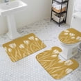 thumbnail image 3 of Yellow Tulip Flower Bathroom Rugs Set Flower Non Slip Absorbent Soft Bath Mats 3 Piece Set with Bathroom Rug, U-Shaped Floor Mat, Toilet Seat Cover Large Size, 3 of 9