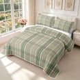 thumbnail image 3 of Manfei Vintage Grid Twin Quilt Set,Modern Check Twin Coverlet Set,Green,2pcs,1 Bedspread and 1 Pillowcase, 3 of 7