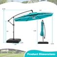 thumbnail image 3 of Gymax 10 FT Solar Offset Hanging Umbrella Patio Cantilever Umbrella w/ 32 LED Lights Turquoise, 3 of 10