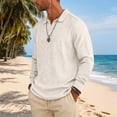 thumbnail image 6 of Havenx Slub Cotton Linen Polo Shirts for Men Long Sleeve Button Down Polo Collared Shirts Refreshing Silky Soft Lightweight Summer Clothes,Beige L, 6 of 7