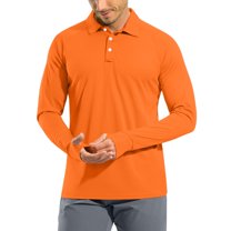 WTOBBY Men's UPF 50  Long Sleeve Golf Shirt with Raglan Design, Lightweight Comfort, and Quick Dry Performance for Casual Athletic Wear in Sun ,Orange M