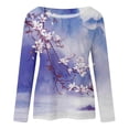 thumbnail image 4 of IROINNID Ladies Long Sleeve T Shirts Crewneck Floral Flower Print Pullover Tops Blouse,Purple, 4 of 5
