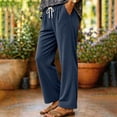 thumbnail image 4 of Maplenight Corduroy Wide Leg Pants for Women Drawstring Elastic Waist Loose Casual Daily Lounge Pants with Pockets, 4 of 8