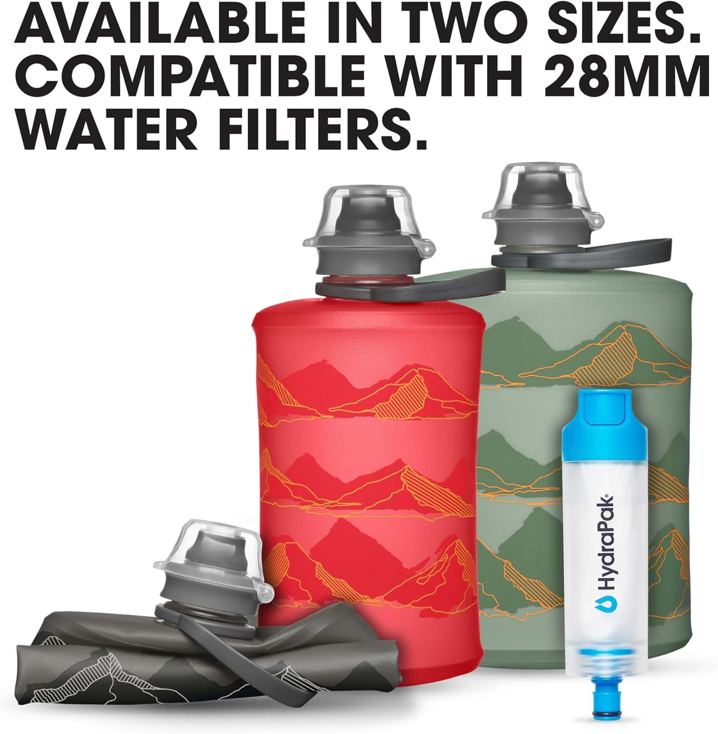 101 Stow Collapsible Water Bottle – 350ml, 500ml, 1L – Ultralight, Leak-Proof, BPA-1Free, Filter Compatible Travel & Hiking Flask