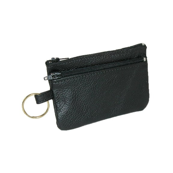 CTM Leather Zipper Card Case and Coin Change Holder Wallet