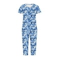 thumbnail image 4 of Puntoco Conjunto de pijama cómodo para mujer Conjunto de pijama y pantalón de manga corta con cuello en V para mujer Conjunto de pijama informal con bolsillos, 4 of 5