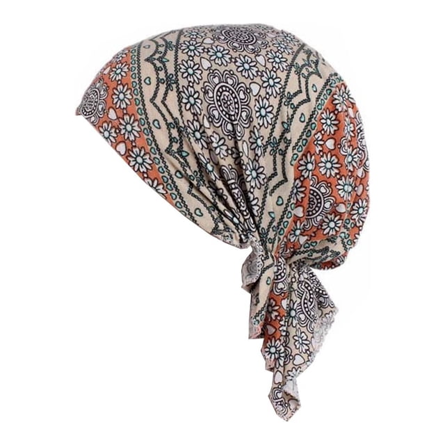 tredstone Bonnet Chimio Imprimé Foulard Femme Coton Turban Musulman Extensible Perte de Cheveux Baotou