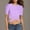 Purple, variant on LADIGASU Women'sRound Neck Short Sleeve Solid Color Casual Top