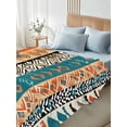 thumbnail image 4 of Boho Retro Twim Size Flat Sheet, Wrinkleproof & Fadeproof Cooling Flat Bed Sheet Only, Bohemian Ethnic Patterns Southwest Stripe Breathable Soft Bedding Top Sheets 66 x 96 Inches, 4 of 8