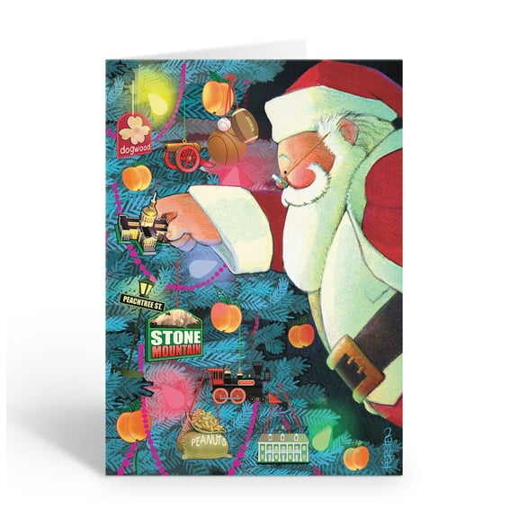 A Georgia Themed Christmas Tree Holiday Card - 12 Holiday Cards & Envelopes- 181