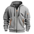 thumbnail image 2 of Fgnfyis Men's Spring and Autumn Long Sleeve Hoodie Men's Casual Unique Outdoor Design Solid Color Long Sleeve Full Zipper Hoodie Mens Hoodies Light Gray XXXL, 2 of 7