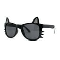 thumbnail image 2 of Kids Child Size Cat Eye Glitter Horn Rim Whiskers Plastic Sunglasses All Black, 2 of 4