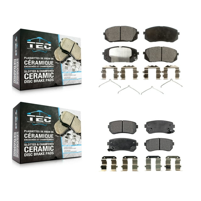 TEC Front Rear Ceramic Brake Pads Kit for Car 2015-2016 Hyundai Sonata GAS engine with Manual Parking KTC-100306