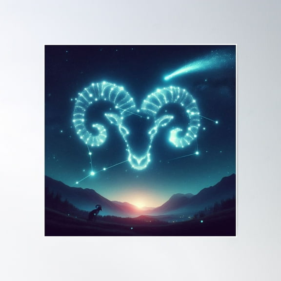 Aries Zodiac Sign Poster Wall Art, Modern Wall Decor, 16x16 UNFRAMED