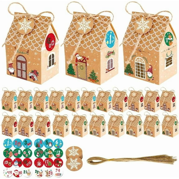 24PCS Enchanted Christmas Cottage Gift Box, with Lid