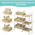 thumbnail image 3 of Baby Diaper Caddy Organizer Cart, 3-Tier Rolling Wheels Cart with Dividers and Shelves, Bedside Utility Cart for Nursery Essentials, Large Capacity Mobile Storage Cart for Crib, Bedroom, 3 of 14