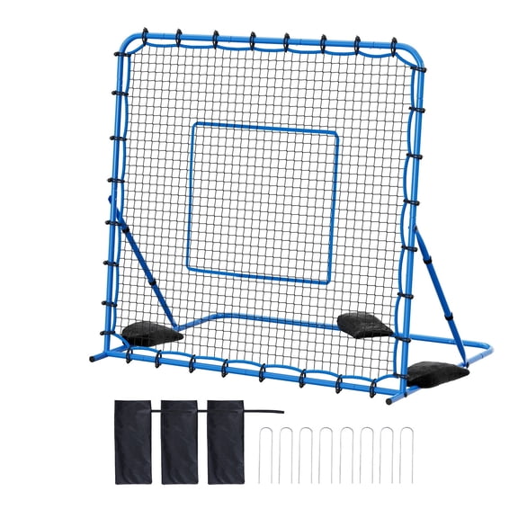 KFFKFF Soccer Rebounder Net, Adjustable Angle Goal Rebounder for Passing and Control Practice, Durable Iron Frame & PE Net, Quick Setup Training Equipment for Teens and Adults, 7 x 6 ft