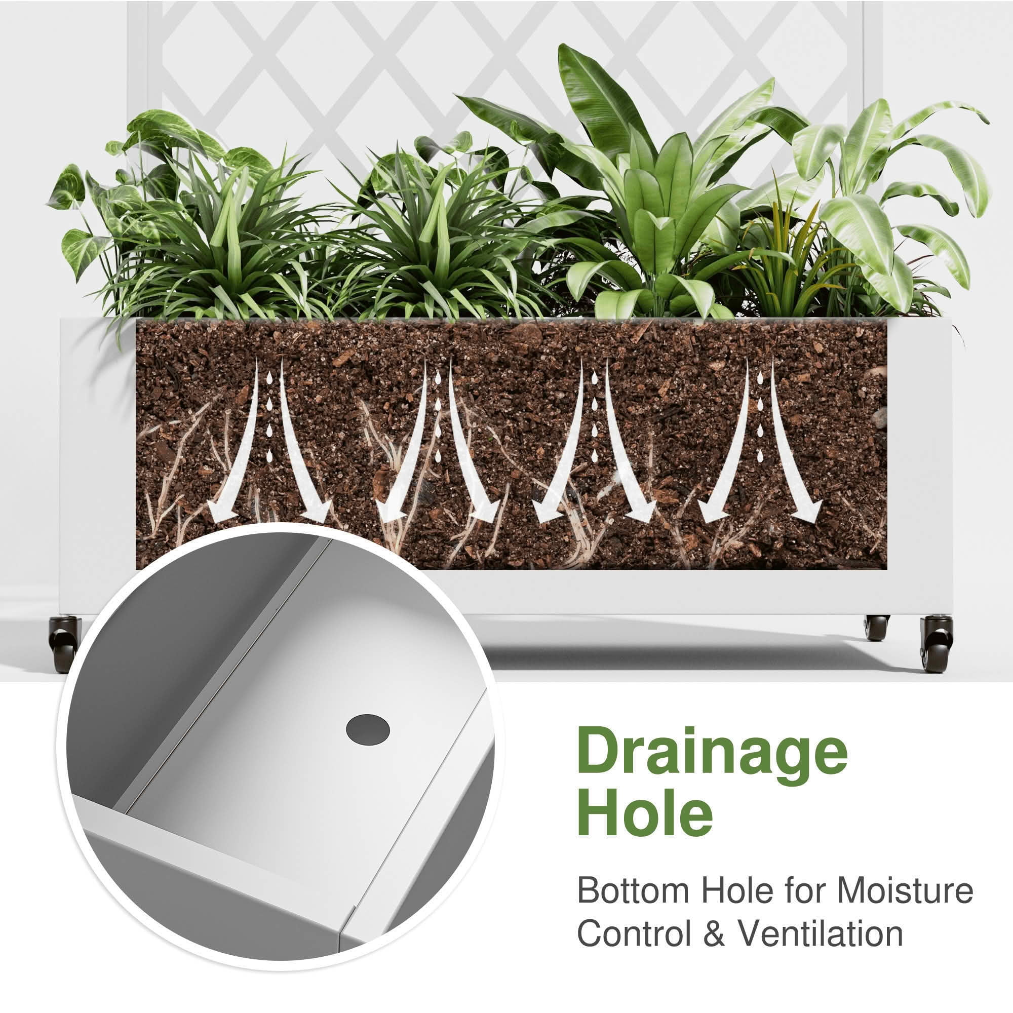 MAYEERTY 72x35x16 Inch White Metal Arched Planter Box with Trellis, 3 Piece Set for Outdoor Garden & Patio