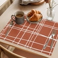 thumbnail image 3 of Orange White Striped Placemats Set of 12 Navy Indigo Contemporary Minimalist Art Place Mats Indoor Wipeable Table Mats Washable Dining Table Placemats for Kitchen Holiday Party Home Decor 13x19 Inch, 3 of 9