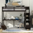 thumbnail image 3 of Cosymart Twin Size Loft Bed with Storage Staircase and Built-in Desk, Espresso, 3 of 9