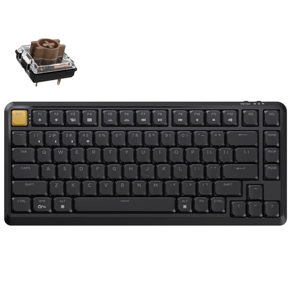 Keychron KJ1 Low Profile Wireless Mechanical Keyboard - 75% Layout Brown Switch, QMK RGB Backlit, 2.4G/Bluetooth/USB-C, Double-Shot PBT Keycaps, 2000mAh Battery, Mac/Win/Linux Compatible - Black