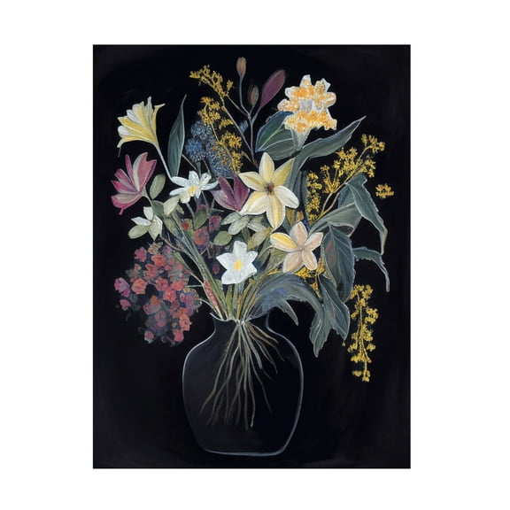 Canvas Wall Art - Sasha 'Flowers of the Night IV' Wall Art for Living Room, Bedroom, or Office Décor by Trademark Fine Art - 14 x 19 Inches