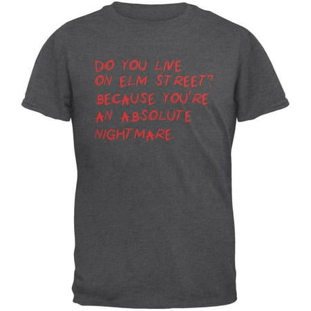 West Elm Cotton - Halloween Do You Live On Elm Street Dark Heather Adult T-Shirt