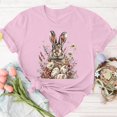 thumbnail image 3 of Mujeres de Manga Corta Tops Casual Nuevo Cuello Redondo Pascua, Ligera Camiseta de Poliéster Spandex, 3 of 4