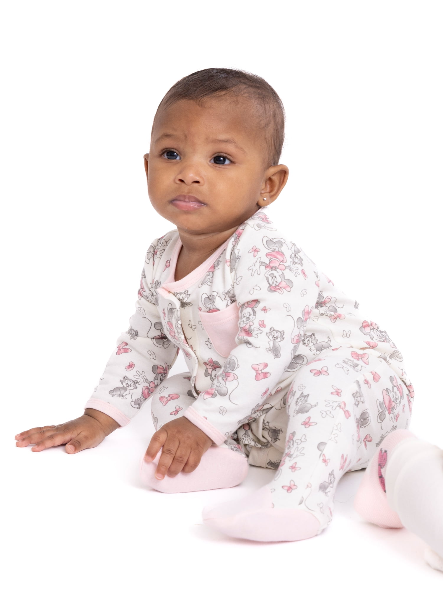 Disney Baby Minnie Mouse Newborn Baby Girls Footed One-Piece Sleep N Play, Sizes 0M-6M