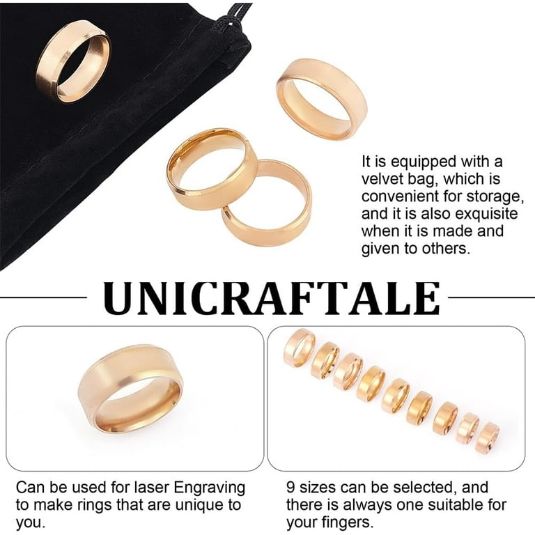 Stainless Steel Plain Band Ring Laser Inscription Blank Finger