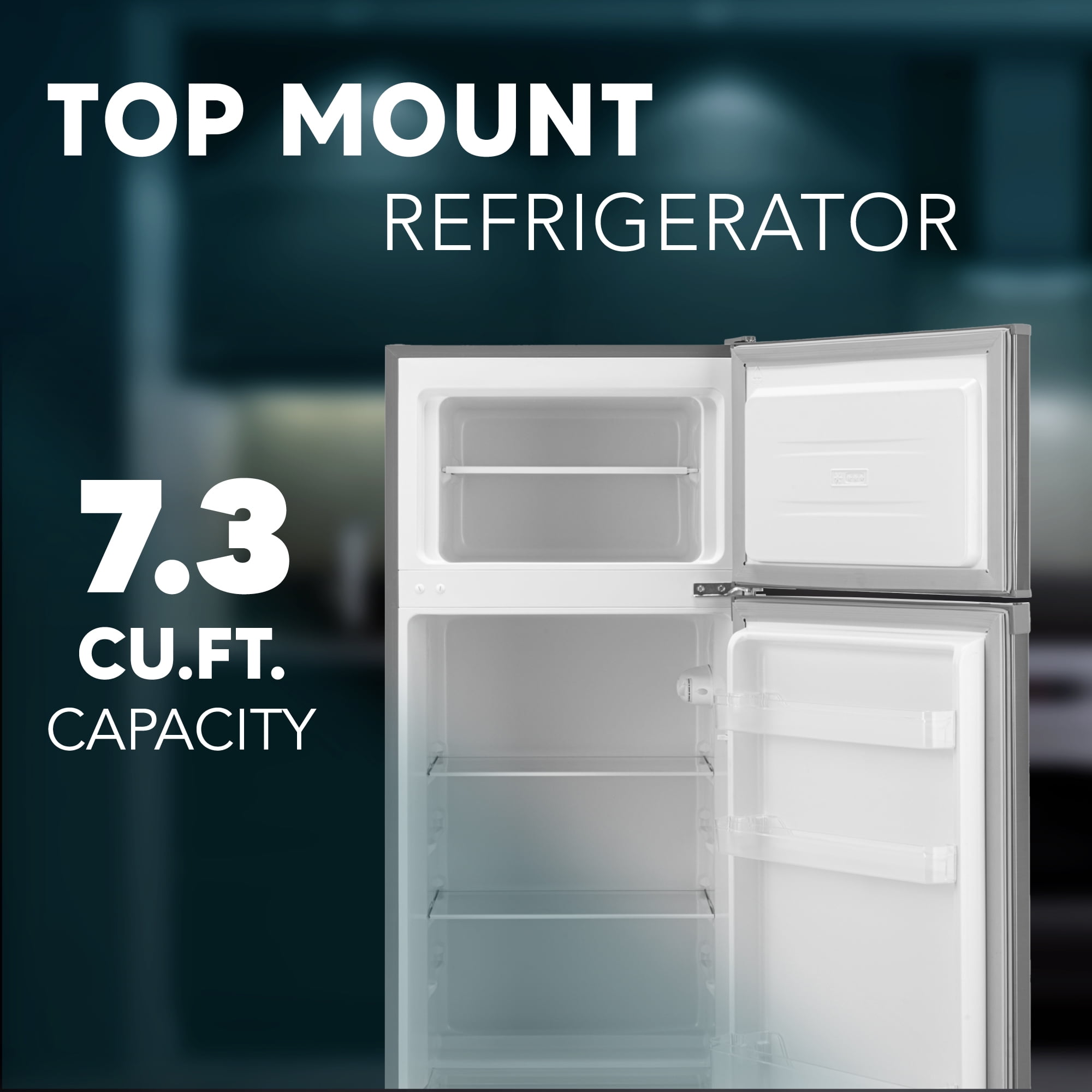 Farberware 7.3 cu ft Top Mount Double Door Refrigerator, Silver