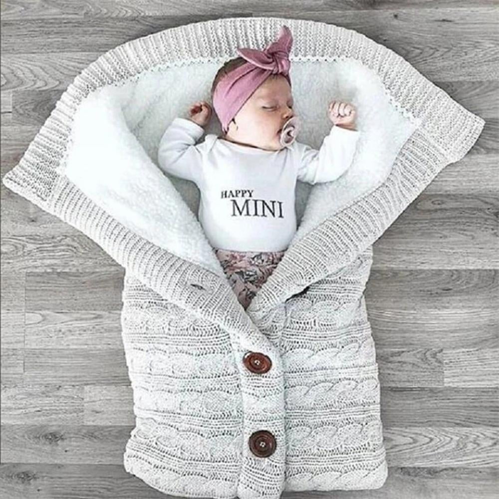 Newborn Baby Blanket Infant Toddlers Lamb Velvet Sleeping Swaddle Wrap Bag 
