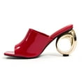 thumbnail image 2 of Ninety Union Jloo Open Toe Slide With Circular Metallic Heel, Red, 7, 2 of 4