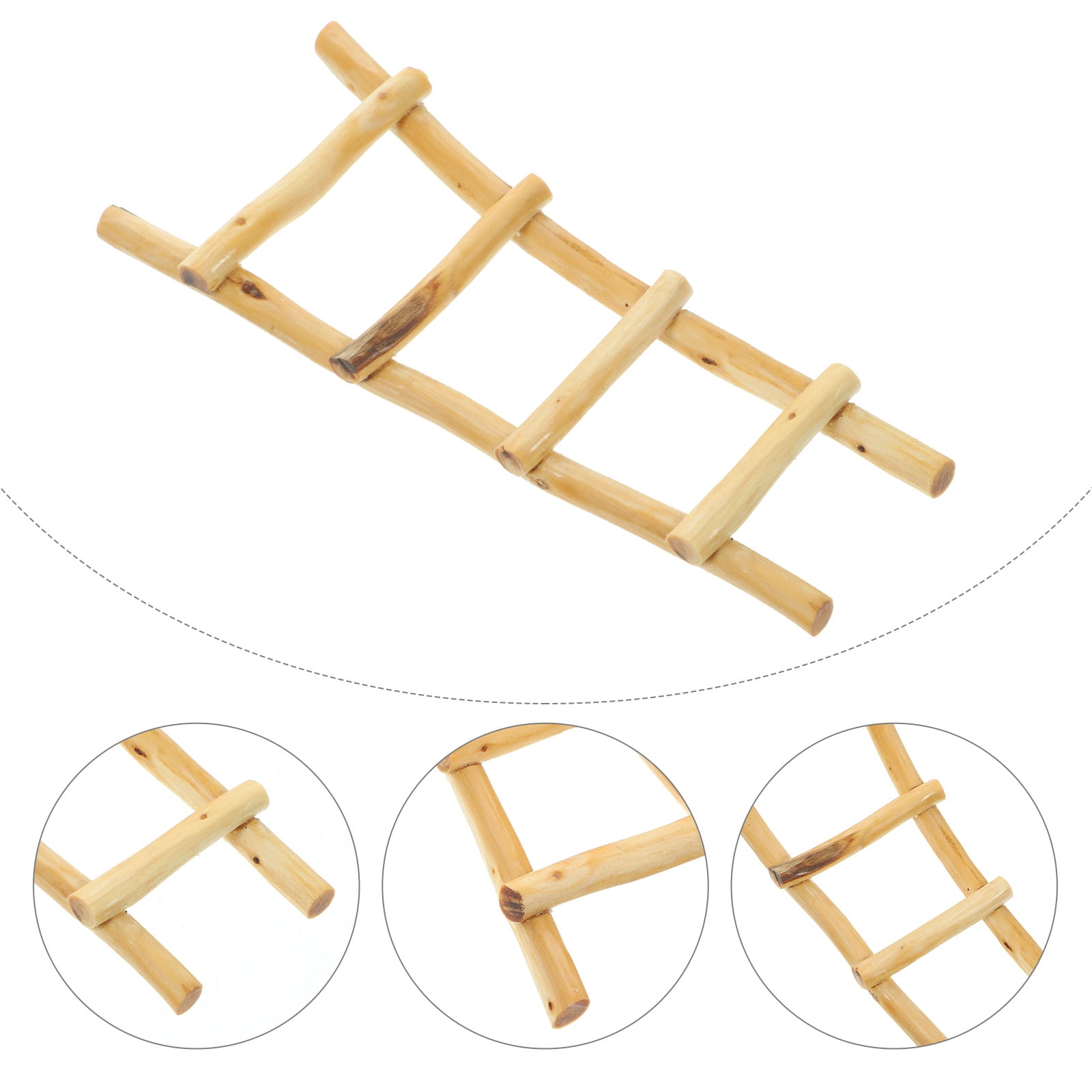 IFANLANDOR 1Set Tiny Ladder Model Khaki Wood for Mini House Decor and Hobbyists