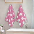 thumbnail image 4 of Dreamtimes Pink Polka Dot Hand Towel Set of 2, Highly Absorbent Soft Face Hand Towels for Bathroom, Kitchen, Hotel, Gym and Spa, 14 x 28 Inch, 14 x 28 Inch, 4 of 7