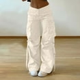 thumbnail image 7 of MELDVDIB Womens Cargo Pants Relaxed Button Waist Full-Length Wide Leg Pant Fashion Casual Solid Color Pants with Pockets Beige S, 7 of 7