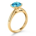 thumbnail image 3 of Gem Stone King 10K Yellow Gold Swiss Blue Topaz Solitaire Engagement Ring for Women (2.30 Cttw, Cushion 8MM, Gemstone November Birthstone, Available in Size 5, 6, 7, 8, 9), 3 of 4