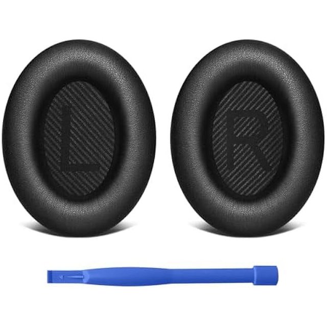 Almohadillas de repuesto Meliya para auriculares Bose QuietComfort 35 y QuietComfort 35 II. Almohadillas de cuero proteico suave y espuma aislante de ruido para Bose QC 35ii/35/25/15