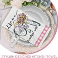 thumbnail image 6 of Tulip Flower Spring Summer Kitchen Dish Towels Set of 2, Life is A Beautiful Ride Bike Mason Jar Hand Towels Drying Baking Cooking Cloth, Pink Plaid Farmhouse Home Kitchen Decor 18x26 Inch, 6 of 6