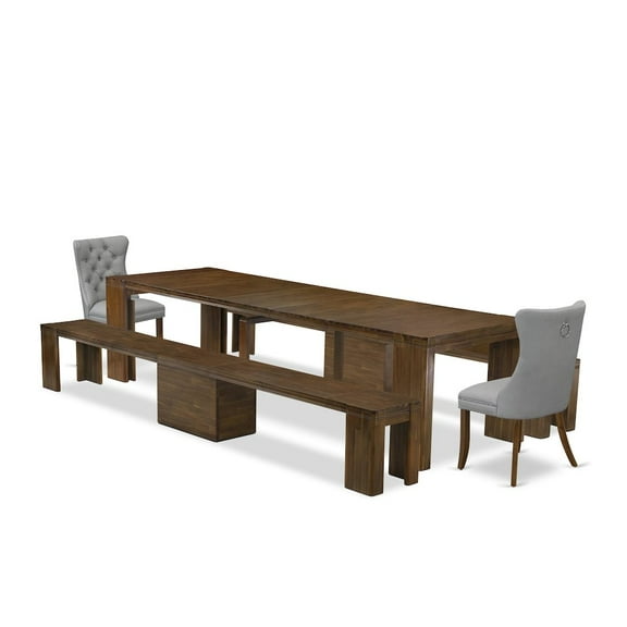 Luxe by East West Furniture 5 Pieces Extendable Dining Set Includes a Rectangle Kitchen Table