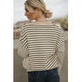 thumbnail image 3 of FOLUNSI Elegant Striped Patchwork Tee - Long Sleeves, Classic Chic Fit, 3 of 5