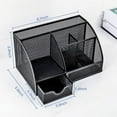 thumbnail image 4 of Mesh Desk Organizer,Desktop Office Supplies Multi-Functional Caddy Pen Holder Stationery with 6 Compartments and 1 Drawer for Office, Home, School, Classroom, 4 of 7