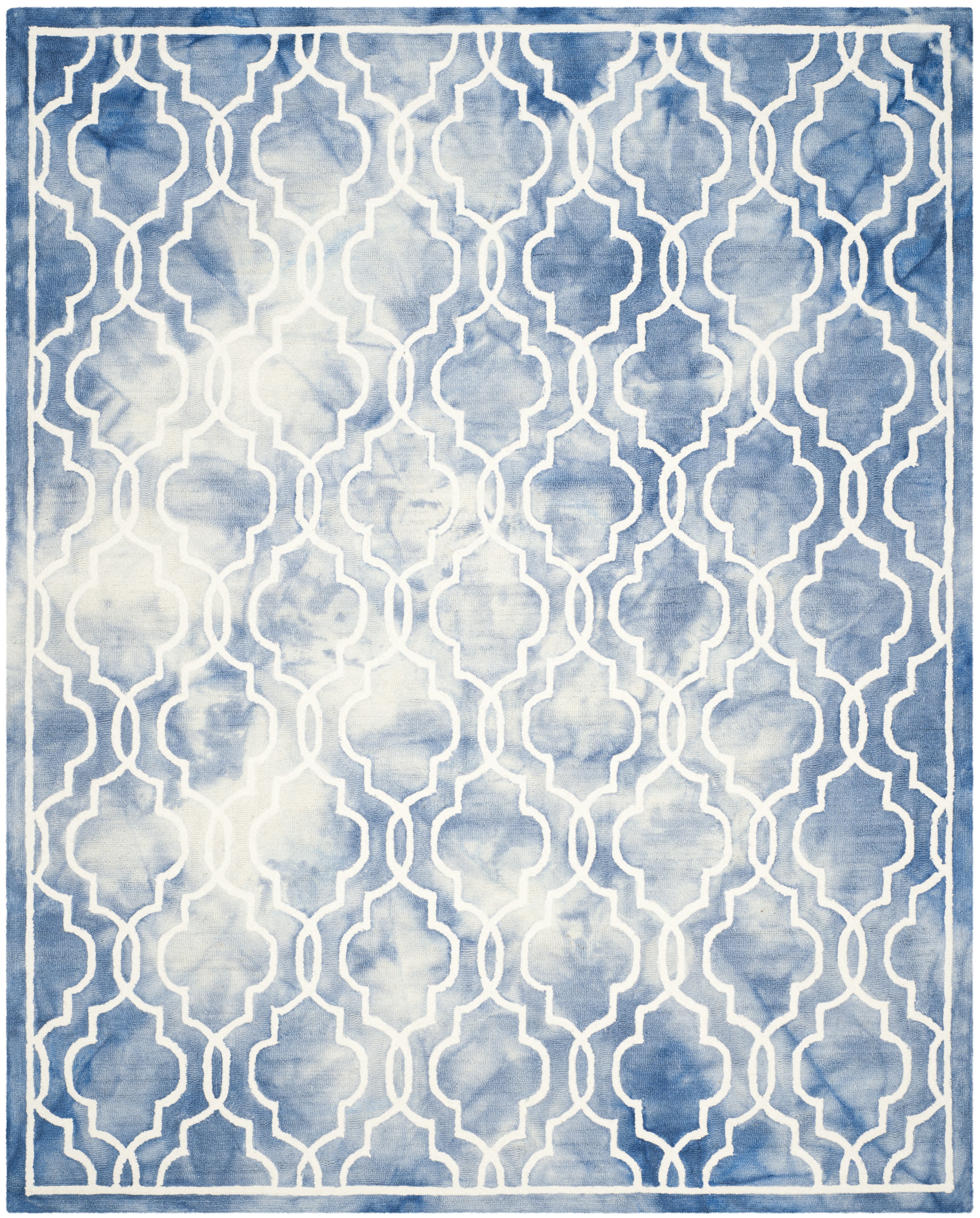 Safavieh Dip Dye Leighton Geometric Wool Area Rug, Blue/Ivory, 9' x 12'