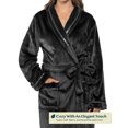 thumbnail image 4 of PAVILIA Robes For Women, Fleece Soft Fluffy Bathrobe, Plush Cozy Long Spa Robe, Satin Trim (S/M, Black), 4 of 8