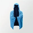 thumbnail image 2 of HOOMEUMY Mens Hooded Cloak Poncho Sun Protection Quick Dry Jacket Casual Workout Sleeveless Clothes Fashion 2025 Trendy Classic Solid Coat Open Front Design Blue Free Size, 2 of 3