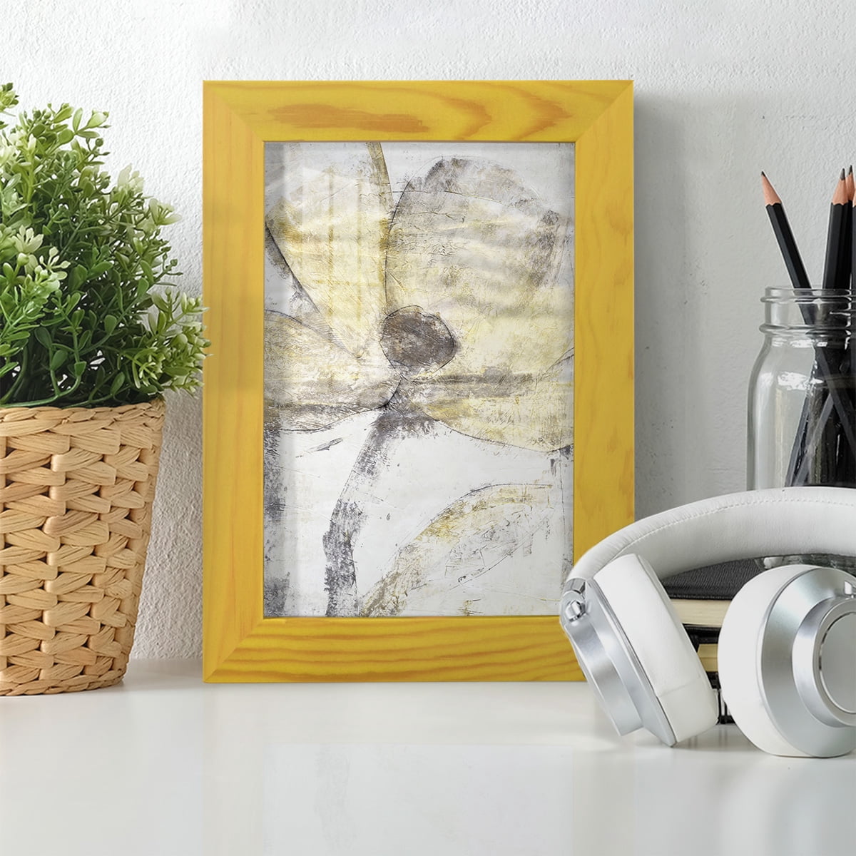 Une Fleur II - Framed Print w/glass - Sunflower Yellow