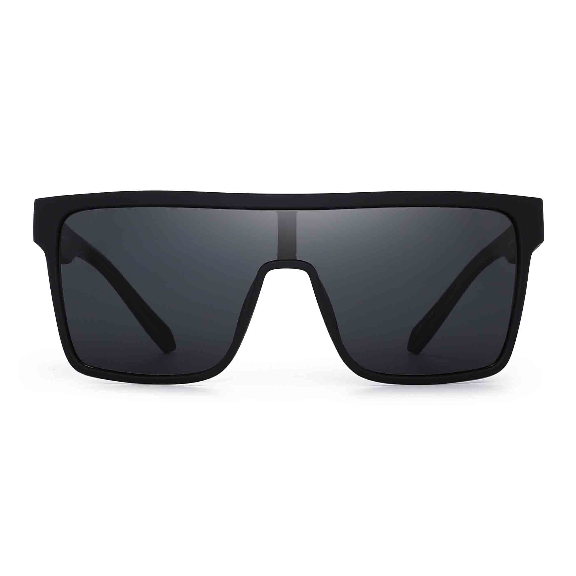 Men Matte flat black Polarized Sunglasses Sport Fishing Shield shade 