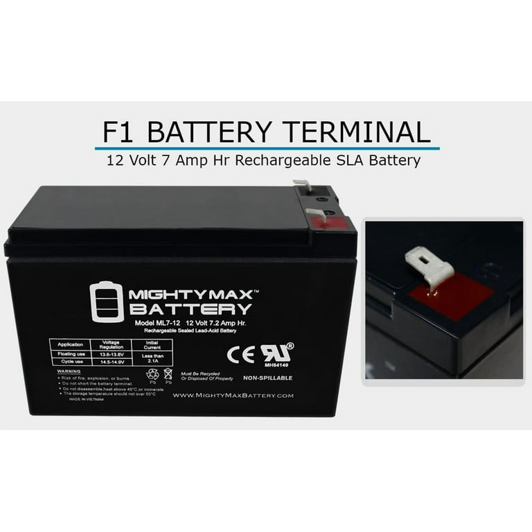 Mighty Max ML7-12 12V 7.2AH SLA Rechargeable Alarm Back Up Battery