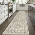 thumbnail image 2 of GLATTICE Runner Rug for Hallway 2x12 Non Slips Rug Runner Super Soft Kitchen Runner Rug Printed Faux Wool Floral Thin Rugs for Entryway Laundry Room Bedroom, Taupe Beige with Ivory Hues, 2 of 7