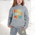 thumbnail image 2 of Junior Boys Clothes Set Jesus Loves You Hoodies Warm Letter Print Long Sleeves Loose Pullover 2 Piece Kids Outfits Essentials Sweatshirt for Little Girls Boys 6-7 Years, 2 of 6